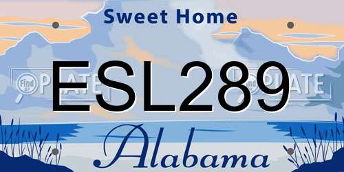 ESL289 Alabama License Plate