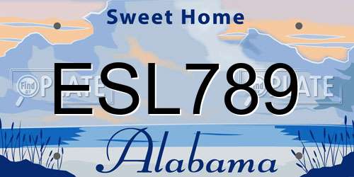 ESL789 Alabama License Plate