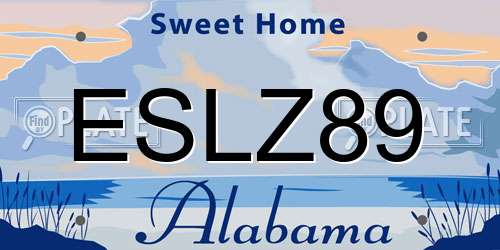 ESLZ89 Alabama License Plate