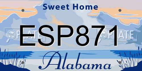 ESP871 Alabama License Plate
