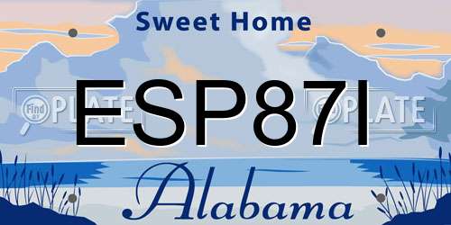 ESP87I Alabama License Plate