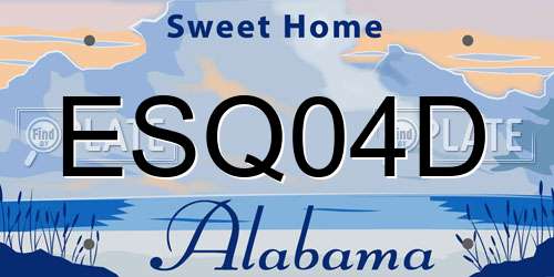 ESQ04D Alabama License Plate