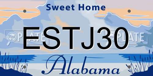 ESTJ30 Alabama License Plate