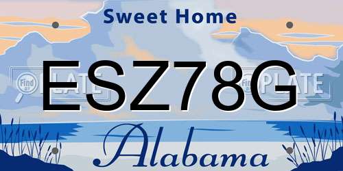 ESZ78G Alabama License Plate
