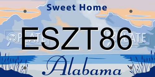 ESZT86 Alabama License Plate