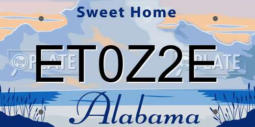 ET0Z2E Alabama License Plate