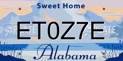 ET0Z7E Alabama License Plate