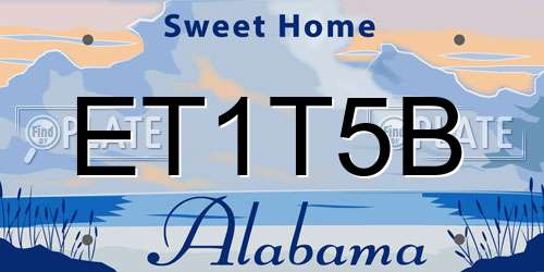 ET1T5B Alabama License Plate