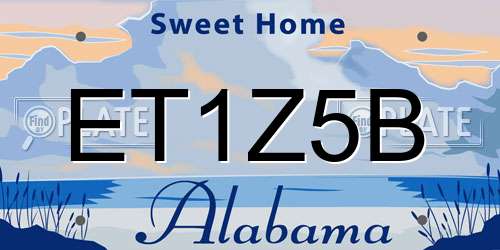 ET1Z5B Alabama License Plate