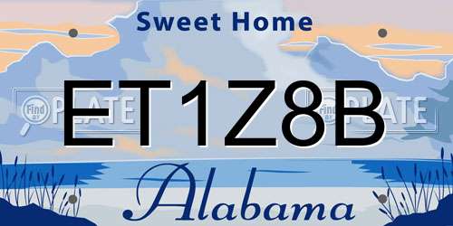 ET1Z8B Alabama License Plate