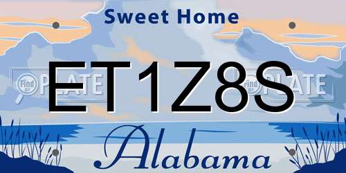 ET1Z8S Alabama License Plate