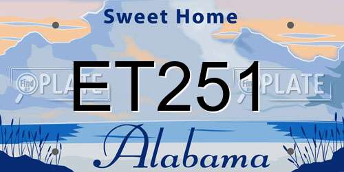 ET251 Alabama License Plate