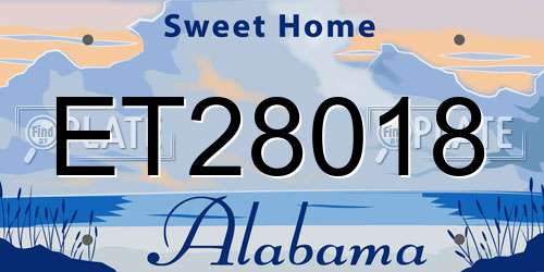 ET28018 Alabama License Plate