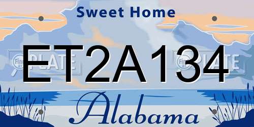 ET2A134 Alabama License Plate