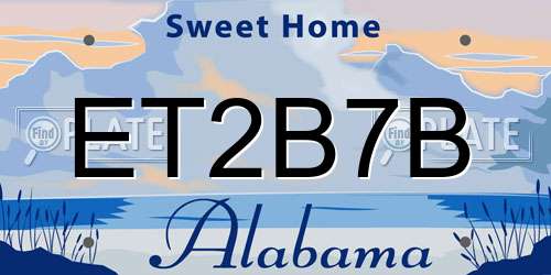 ET2B7B Alabama License Plate