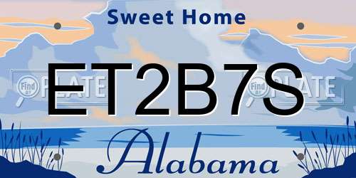 ET2B7S Alabama License Plate
