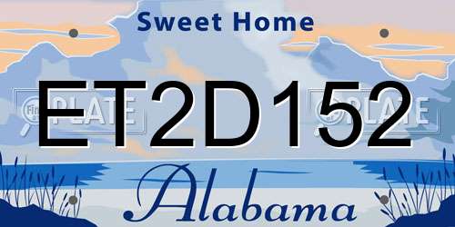 ET2D152 Alabama License Plate