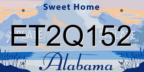 ET2Q152 Alabama License Plate