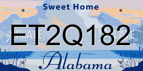 ET2Q182 Alabama License Plate
