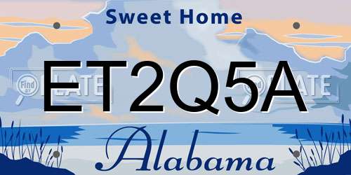 ET2Q5A Alabama License Plate