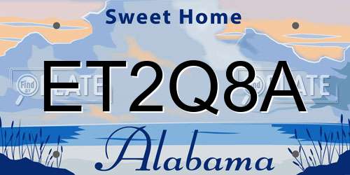 ET2Q8A Alabama License Plate