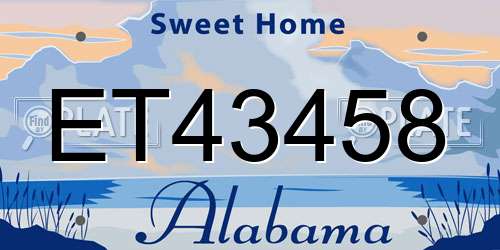 ET43458 Alabama License Plate