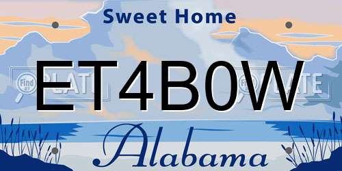 ET4B0W Alabama License Plate