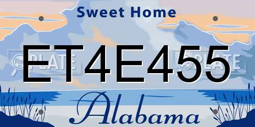ET4E455 Alabama License Plate
