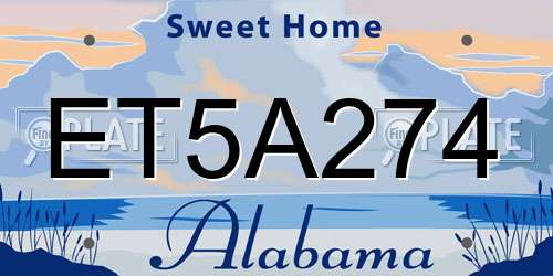 ET5A274 Alabama License Plate