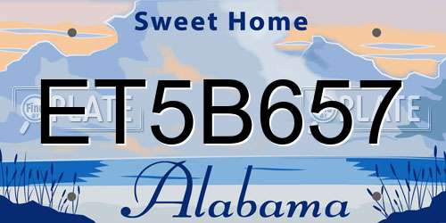 ET5B657 Alabama License Plate