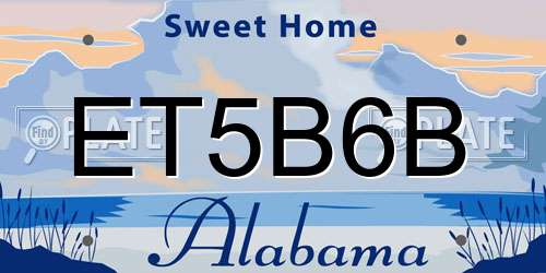 ET5B6B Alabama License Plate