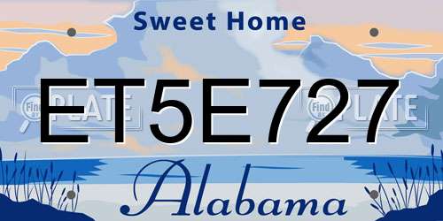 ET5E727 Alabama License Plate