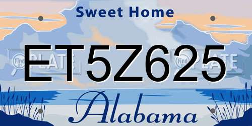 ET5Z625 Alabama License Plate