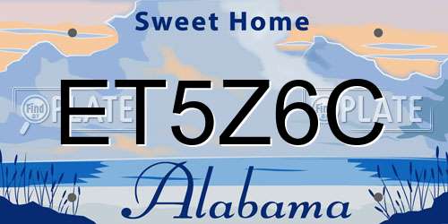 ET5Z6C Alabama License Plate