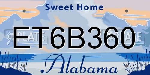 ET6B360 Alabama License Plate