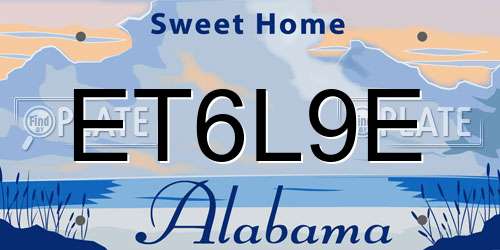 ET6L9E Alabama License Plate