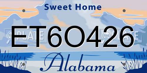 ET6O426 Alabama License Plate