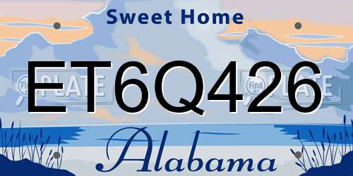 ET6Q426 Alabama License Plate