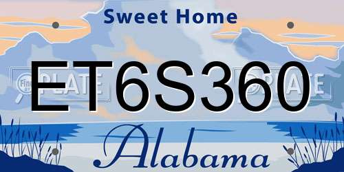 ET6S360 Alabama License Plate