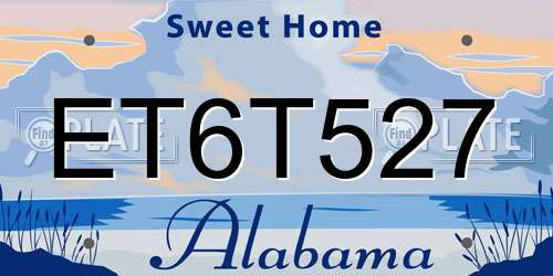 ET6T527 Alabama License Plate