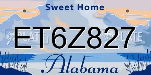 ET6Z827 Alabama License Plate
