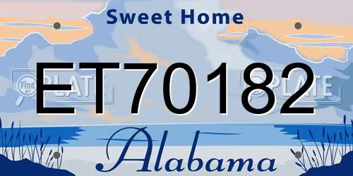 ET70182 Alabama License Plate
