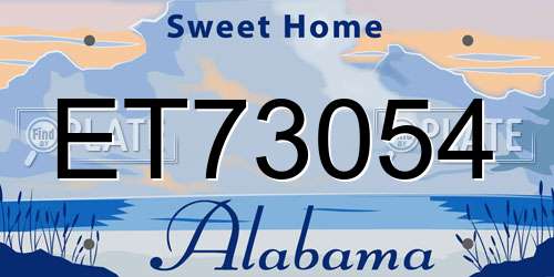 ET73054 Alabama License Plate