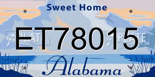 ET78015 Alabama License Plate