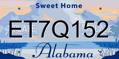 ET7Q152 Alabama License Plate