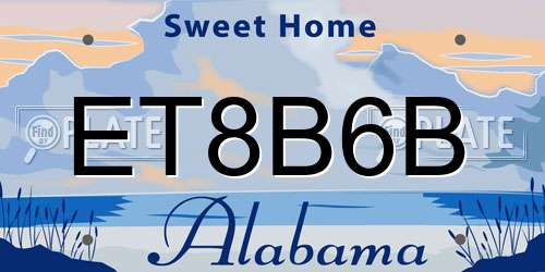 ET8B6B Alabama License Plate