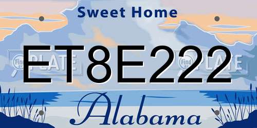 ET8E222 Alabama License Plate