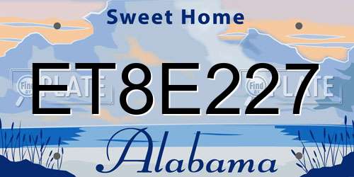 ET8E227 Alabama License Plate