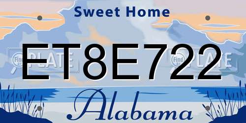 ET8E722 Alabama License Plate