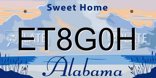 ET8G0H Alabama License Plate